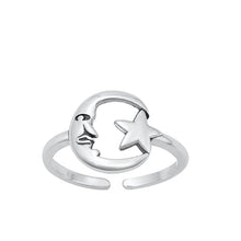 Load image into Gallery viewer, Sterling Silver Oxidized Moon and Star Toe Ring-9.3mm