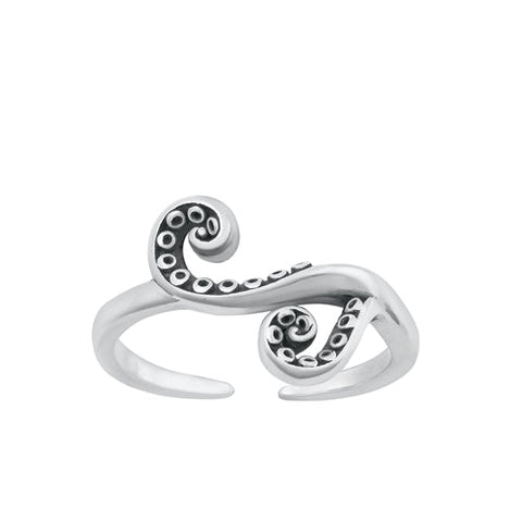 Sterling Silver Oxidized Tentacles Toe Ring