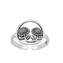 Load image into Gallery viewer, Sterling Silver Oxidized Sunflowers Pendant Toe Ring