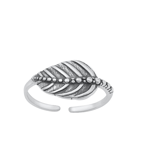 Sterling Silver Oxidized Leaf Toe Ring