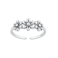 Load image into Gallery viewer, Sterling Silver Oxidized Flowers Toe Ring