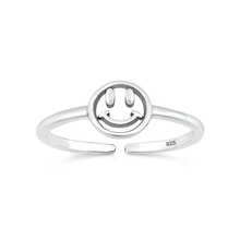 Load image into Gallery viewer, Sterling Silver Oxidized And Polished Happy Face Toe Ring