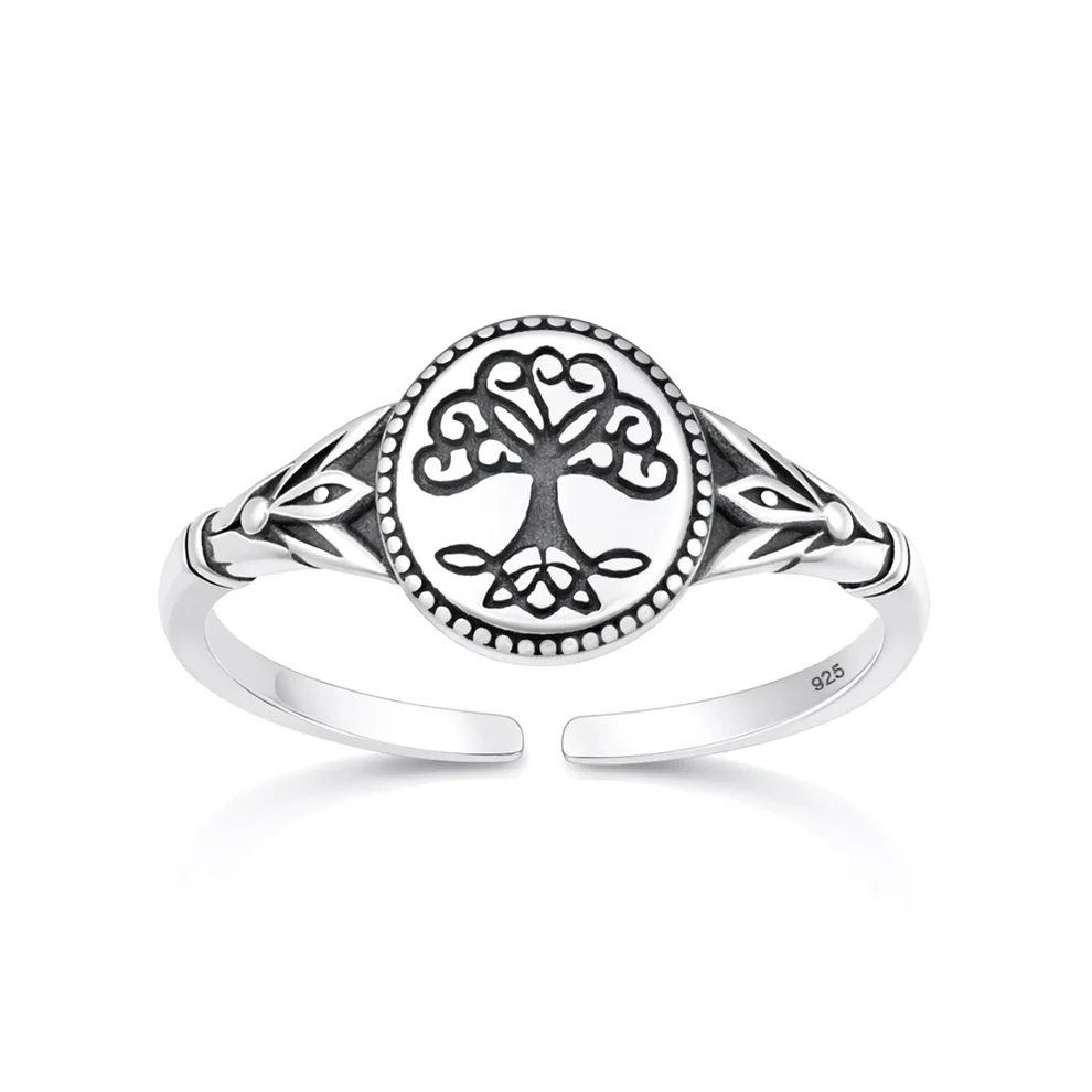 Sterling Silver Oxidized And Polished Celtic Tree Toe Ring