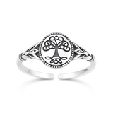 Sterling Silver Oxidized And Polished Celtic Tree Toe Ring