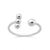 Sterling Silver Oxidized And Polished Bead Toe Ring
