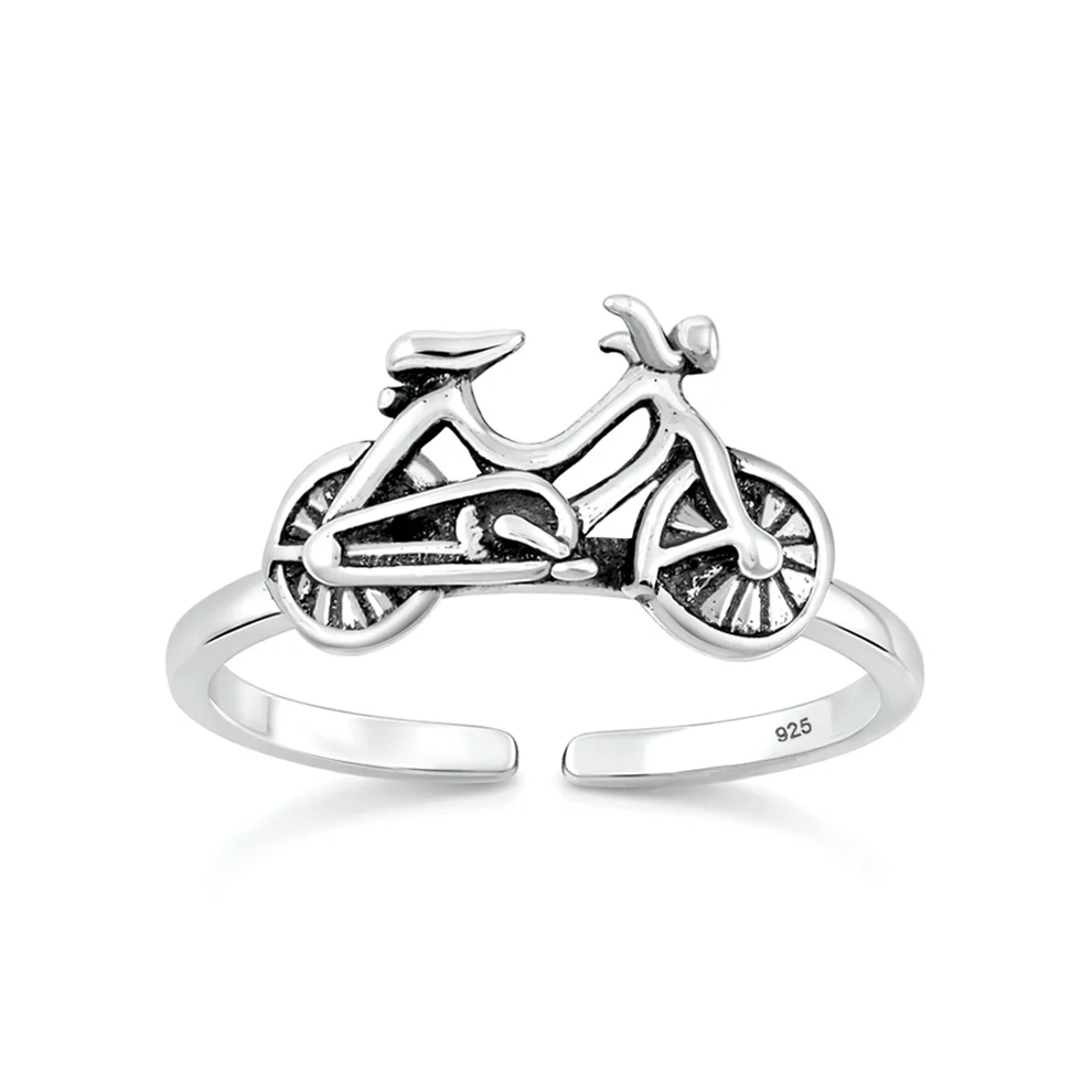 Sterling Silver Oxidized And Polished Bicycle Toe Ring