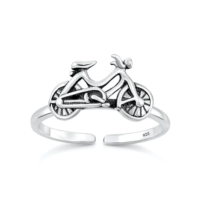 Sterling Silver Oxidized And Polished Bicycle Toe Ring