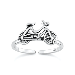 Sterling Silver Oxidized And Polished Bicycle Toe Ring