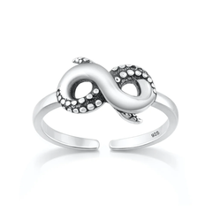 Sterling Silver Oxidized And Polished Tentacle Toe Ring