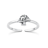 Sterling Silver Oxidized And Polished Mushroom Toe Ring