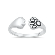 Load image into Gallery viewer, Sterling Silver Oxidized And Polished Pet Paws Toe Ring