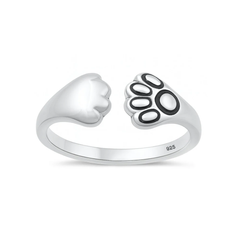 Sterling Silver Oxidized And Polished Pet Paws Toe Ring