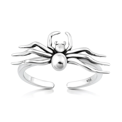Sterling Silver Oxidized And Polished Spider Toe Ring
