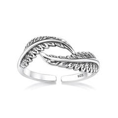 Sterling Silver Oxidized And Polished Fern Leaves Toe Ring
