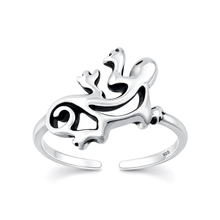 Load image into Gallery viewer, Sterling Silver Oxidized And Polished Gecko Toe Ring