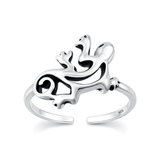 Sterling Silver Oxidized And Polished Gecko Toe Ring