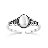 Sterling Silver Oxidized And Polished Oval Toe Ring