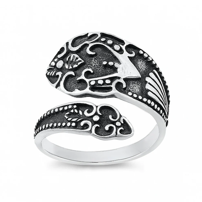 Sterling Silver Oxidized And Polished Spoon Toe Ring