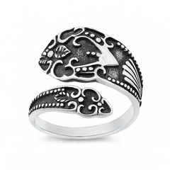 Sterling Silver Oxidized And Polished Spoon Toe Ring