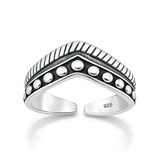 Sterling Silver Oxidized And Polished V Shape Toe Ring