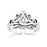 Sterling Silver Oxidized And Polished 9.7mm Octopus Toe Ring