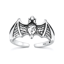 Load image into Gallery viewer, Sterling Silver Oxidized And Polished Bat Toe Ring