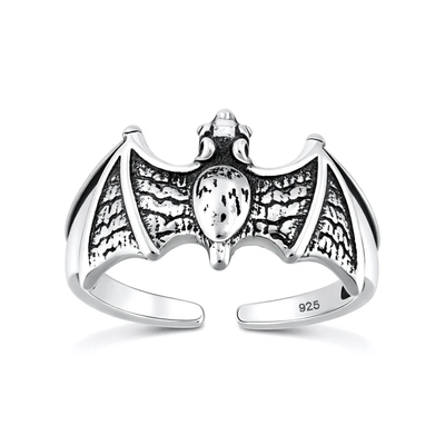 Sterling Silver Oxidized And Polished Bat Toe Ring
