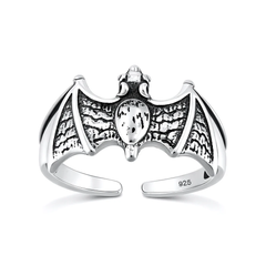 Sterling Silver Oxidized And Polished Bat Toe Ring