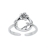 Sterling Silver Oxidized Flower Toe Ring