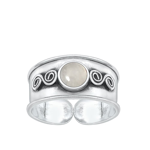 Sterling Silver Oxidized Moonstone Bali Toe Ring