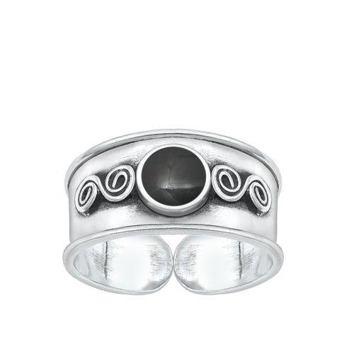 Sterling Silver Oxidized Black Onyx Bali Toe Ring