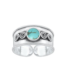 Load image into Gallery viewer, Sterling Silver Oxidized Genuine Turquoise Bali Toe Ring