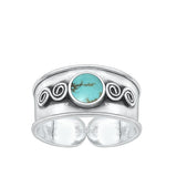 Sterling Silver Oxidized Genuine Turquoise Bali Toe Ring