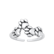 Load image into Gallery viewer, Sterling Silver Oxidized Paw Print Toe Ring