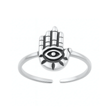 Sterling Silver Oxidized Hamsa Toe Ring