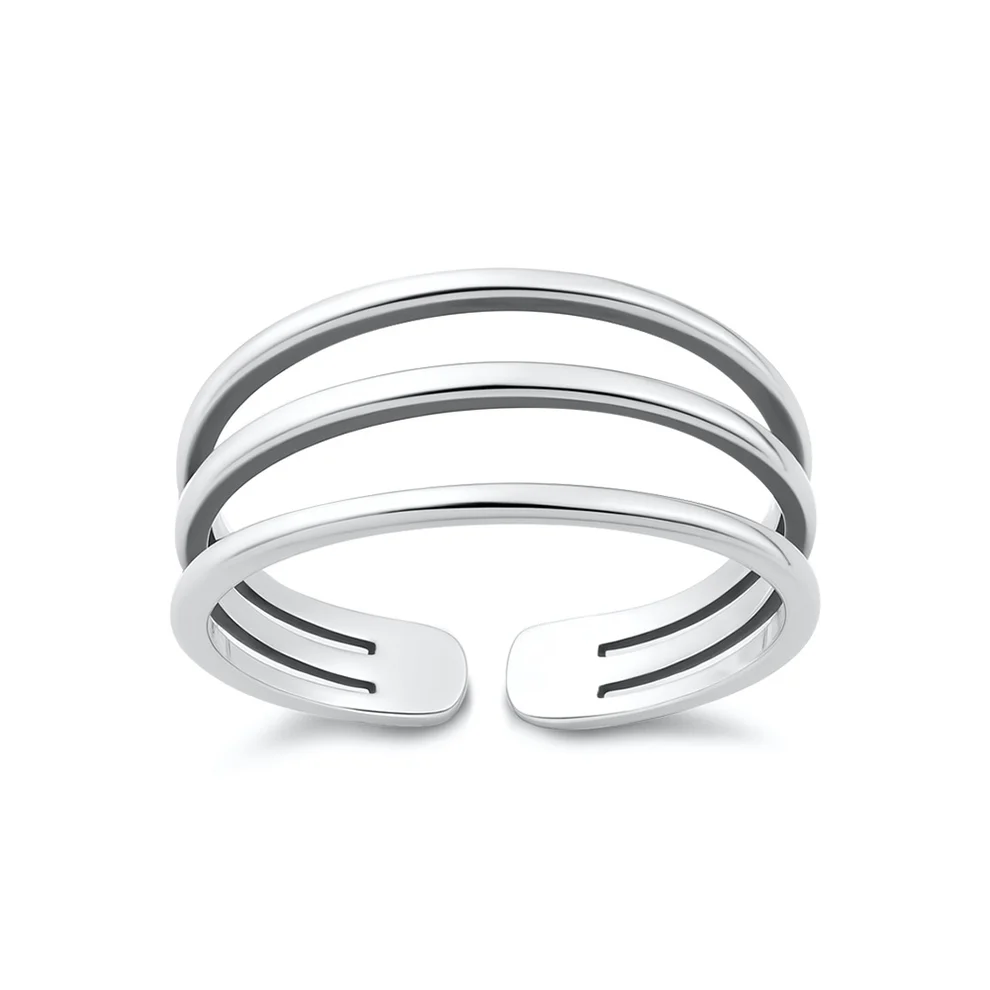 Sterling Silver Oxidized And Polished Triple Band Toe Ring