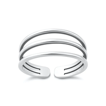 Load image into Gallery viewer, Sterling Silver Oxidized And Polished Triple Band Toe Ring