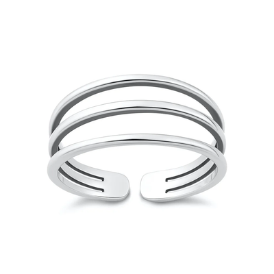 Sterling Silver Oxidized And Polished Triple Band Toe Ring