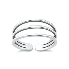 Sterling Silver Oxidized And Polished Triple Band Toe Ring