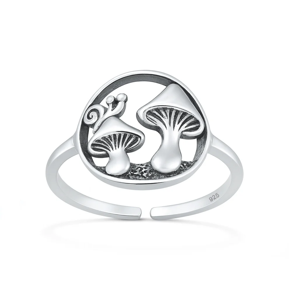 Sterling Silver Oxidized And Polished Mushrooms Toe Ring