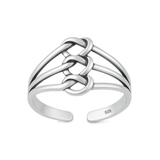 Sterling Silver Oxidized And Polished Triple Knot Toe Ring