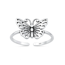 Load image into Gallery viewer, Sterling Silver Oxidized And Polished Butterfly Toe Ring