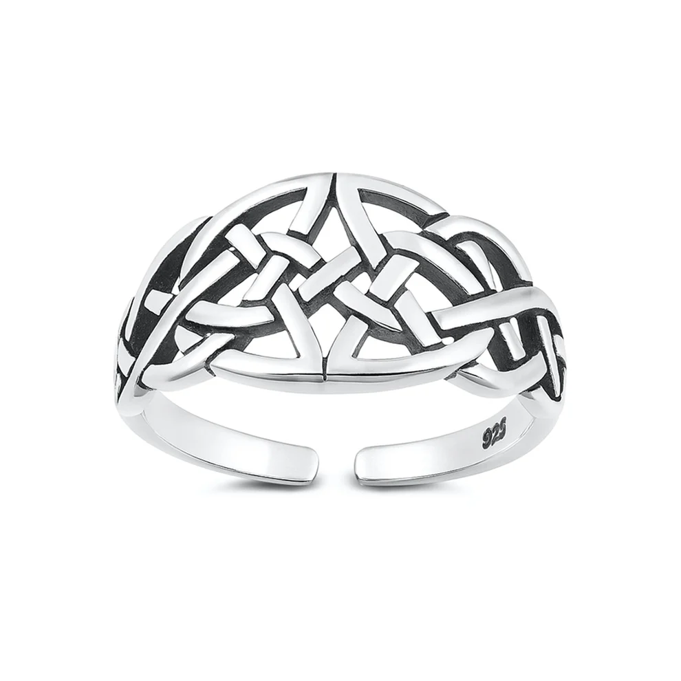 Sterling Silver Oxidized And Polished Celtic Design Toe Ring