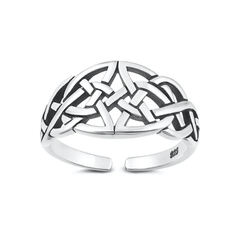 Sterling Silver Oxidized And Polished Celtic Design Toe Ring