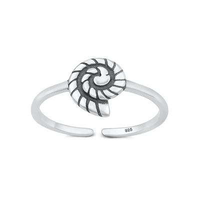 Sterling Silver Oxidized And Polished Seashell Toe Ring