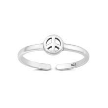Load image into Gallery viewer, Sterling Silver Oxidized And Polished Peace Sign Toe Ring