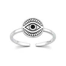 Load image into Gallery viewer, Sterling Silver Oxidized And Polished Evil Eye Toe Ring