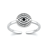 Sterling Silver Oxidized And Polished Evil Eye Toe Ring
