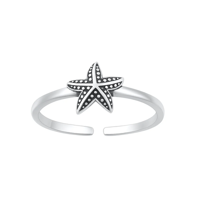 Sterling Silver Oxidized Starfish Toe Ring
