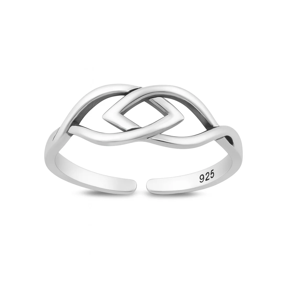 Sterling Silver Oxidized And Polished Interlocking Ichthys Toe Ring